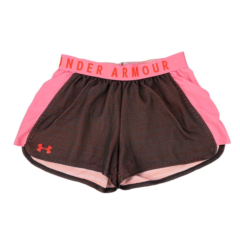Under Armour Play Up Shorts Womens S Small Pink Elastic Waist Unlined HeatGear